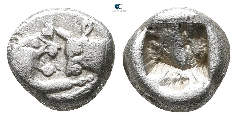 Kings of Lydia. Sardeis. Kroisos 560-546 BC. 
1/12 Stater AR

7mm., 0,81g.
...