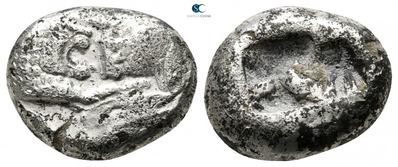 Kings of Lydia. Sardeis. Kroisos 560-546 BC. 
Foureé Siglos AR

15mm., 4,24g....
