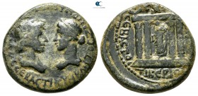 Ionia. Smyrna. Tiberius, with Julia Augusta (Livia). AD 14-37. Bronze Æ