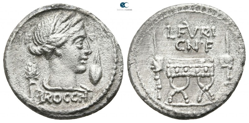L. Furius Cn. f. Brocchus 63 BC. Rome
Denarius AR

18mm., 3,49g.

BROCCHI I...