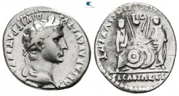 Augustus 27 BC-AD 14. Struck circa 2 BC-AD 4. Lugdunum (Lyon). Denarius AR
