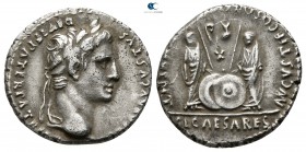 Augustus 27 BC-AD 14. Struck circa 2 BC-AD 4. Lugdunum (Lyon). Denarius AR