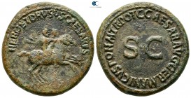 Nero and Drusus AD 39-40. Commemorative issue, struck under Caligula. Rome. As Æ