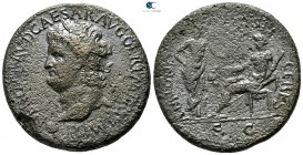Nero AD 54-68. Struck circa AD 65. Lugdunum (Lyon). Sestertius Æ