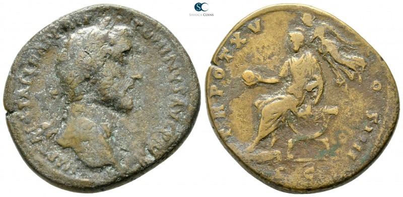 Antoninus Pius AD 138-161. Rome
Sestertius Æ

32mm., 23,16g.

IMP CAES T AE...