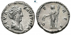 Diva Faustina I AD 140-141. Struck under Antoninus Pius, circa AD 146-161. Rome. Denarius AR