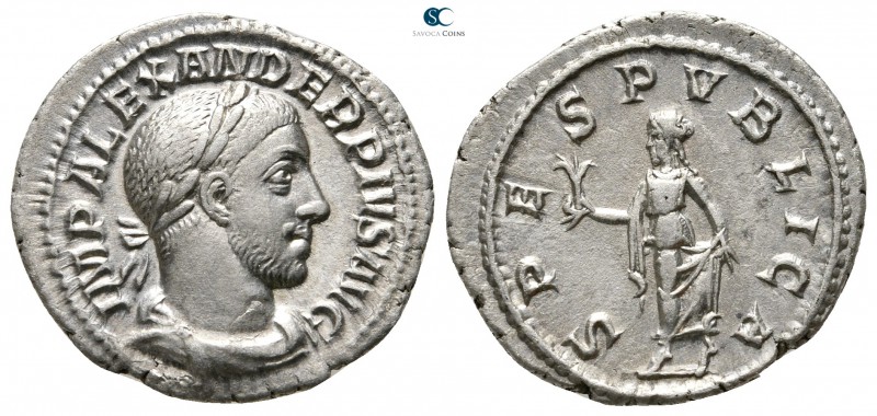 Severus Alexander AD 222-235. Rome
Denarius AR

18mm., 2,84g.

IMP ALEXANDE...