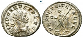 Carus AD 282-283. early-mid October AD 282.. Ticinum. Antoninianus Æ silvered