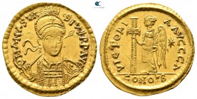 Anastasius I AD 491-518. Constantinople. 1st officina. Solidus AV