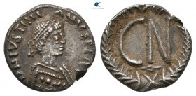 Justinian I AD 527-565. Ravenna. 250 nummi AR