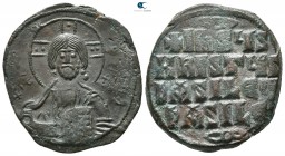 Basil II Bulgaroktonos, with Constantine VIII AD 976-1025. Anonymous follis Æ, Class 2. Constantinople. Follis Æ