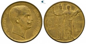 Italy. Vittorio Emanuele III AD 1900-1946. Struck 1903. 20 Lira Æ gilded