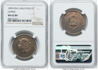 Republic copper Essai 2 Centavos 1878 MS62 Brown NGC, KM-E2. An attractive panoply of color enhances the appeal of this semi-scarce type. HID098012420...