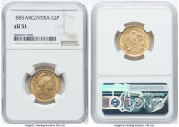 Republic gold 5 Pesos (Argentino) 1885 AU53 NGC, KM31, Fr-14. More than pleasing for the grade with plenty of residual luster and limited circulation ...