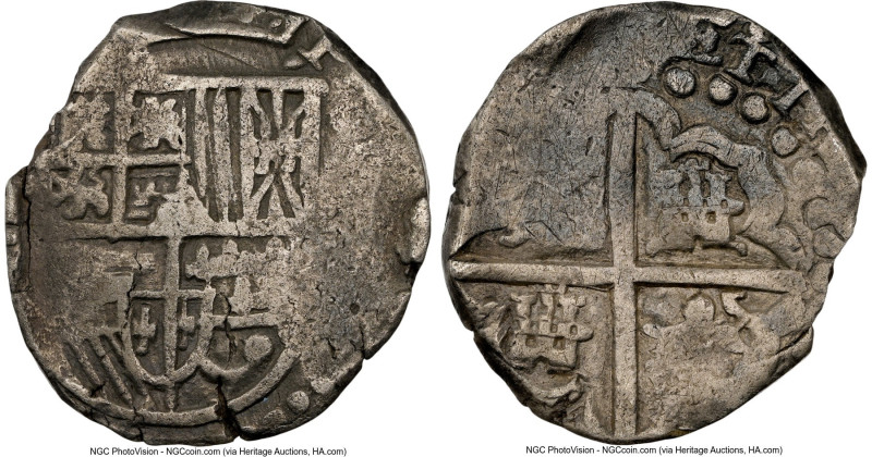 Philip III Cob 4 Reales 1621 P-P VF25 NGC, Potosi mint, KM9, Cal-780. Castles an...