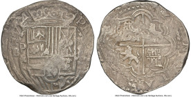 Philip II Cob 8 Reales ND (1578-1595) P-B VF Details (Saltwater Damage) NGC, Potosi mint, KM-MB5.5, Cal-672. 25.77gm. Border of X's variety. Showing v...