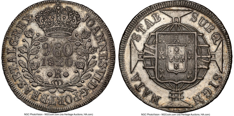 João VI 960 Reis 1820-R AU Details (Cleaned) NGC, Rio de Janeiro mint, KM326.1, ...