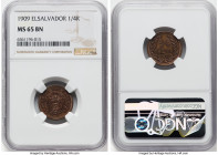 Republic 1/4 Real 1909 MS65 Brown NGC, KM120. An incredible neon copper-red toning surrounds the legends and devices. HID09801242017 © 2023 Heritage A...