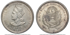 Republic Peso 1914-C.A.M. AU53 PCGS, Philadelphia mint, KM115.2. Wide right shoulder. A pleasing coin with original color and some luster remaining wi...