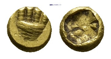 IONIA, Uncertain. Circa 600-550 BC. EL 1/48 Stater (4mm, 0.3 g). Indistinct type...