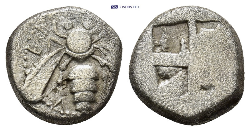 Ionia, Ephesos. AR Drachm, (13 mm, 3.23 g ). Circa 500-420 BC. Obv: ΕΦ. Bee. Rev...