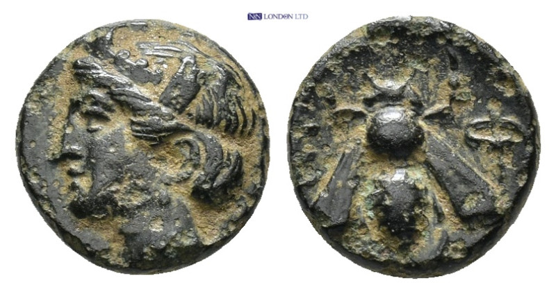 IONIA. Ephesos. Ae (10mm, 1.23 g) (Circa 375-325 BC). Obv: Head of Artemis left,...