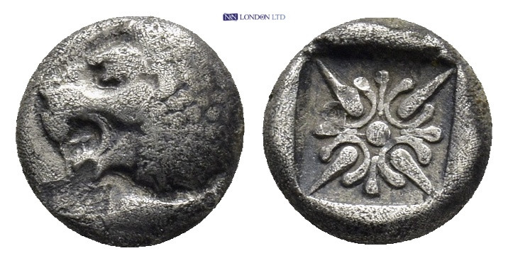 IONIA. Miletus. Ca. late 6th-5th centuries BC. AR obol (9mm, 1.0 g). Milesian st...