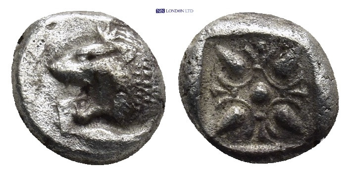 IONIA. Miletus. Ca. late 6th-5th centuries BC. AR obol (9mm, 1.18 g). Milesian s...