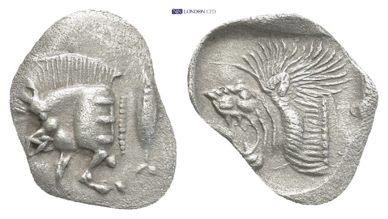 MYSIA, Kyzikos. Circa 450-400 BC. AR Obol (12mm, 0.56 g). Forepart of boar left,...