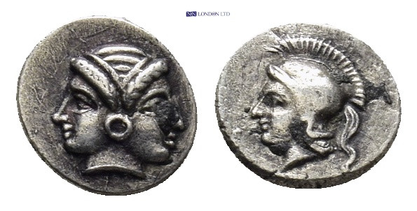 MYSIA. Lampsakos. (Circa 500-450 BC). AR Hemiobol. (7mm, 0.4 g) Obv: Janiform fe...