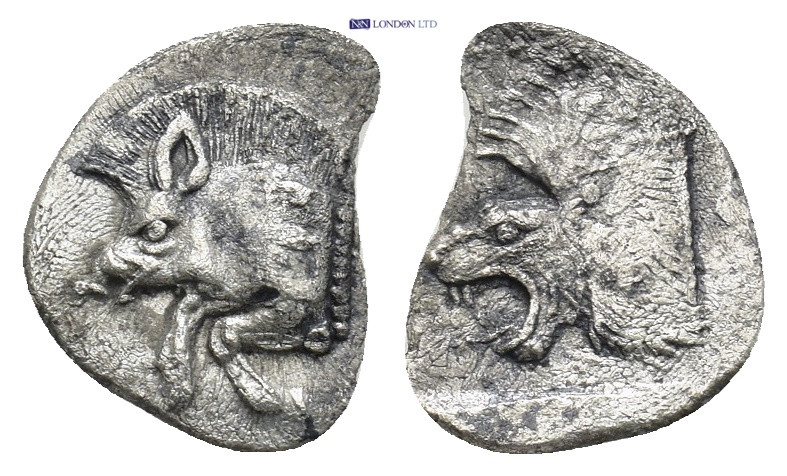 MYSIA, Kyzikos. Circa 450-400 BC. AR Obol (12mm, 0.68 g). Forepart of boar left,...