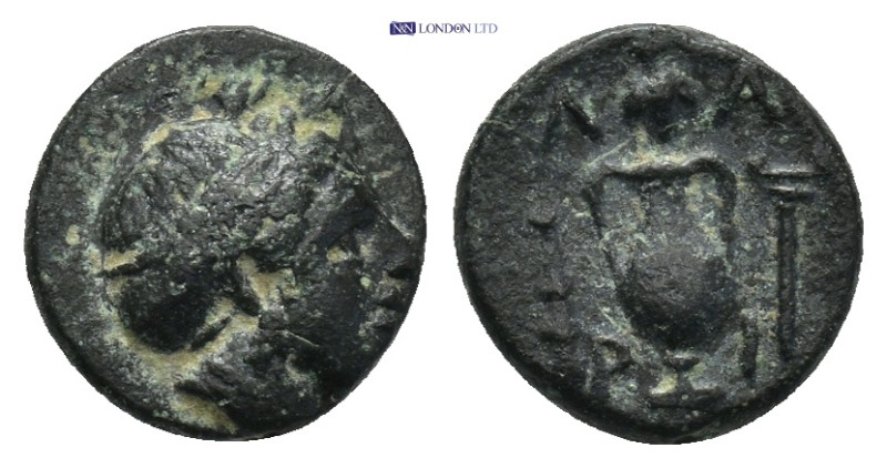 AEOLIS. Larissa Phrikonis. AE (4th century BC). (10mm, 1.25 g) Obv: Female head ...