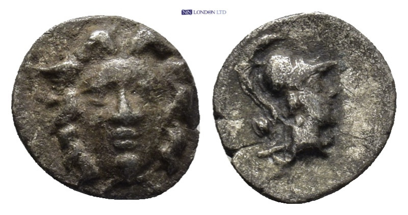 Pisidia, Selge, c. 250-190 BC. AR Obol (10mm, 0.78 g). Facing gorgoneion. R/ Hel...