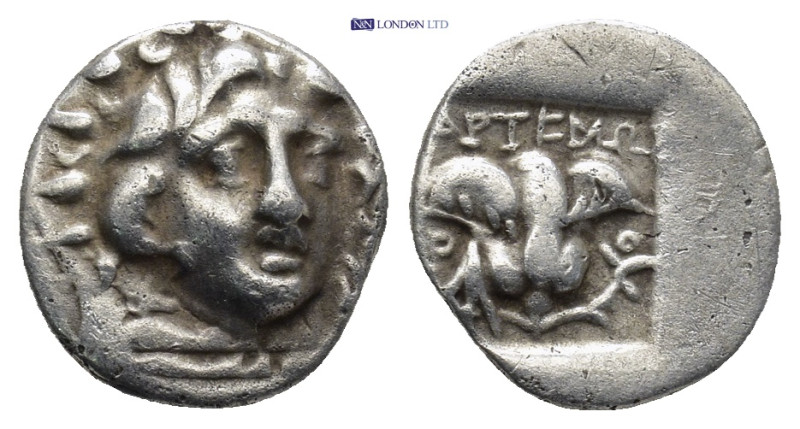 Rhodes AR Plinthophoric Hemidrachm. (12mm, 1.53 g) Magistrate Artemon. Circa 170...