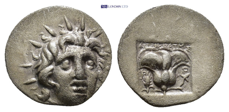 Rhodos. AR Hemidrachm, (13 mm, 1.24 g). Circa 170-150 BC. Dexikrates, magistrate...