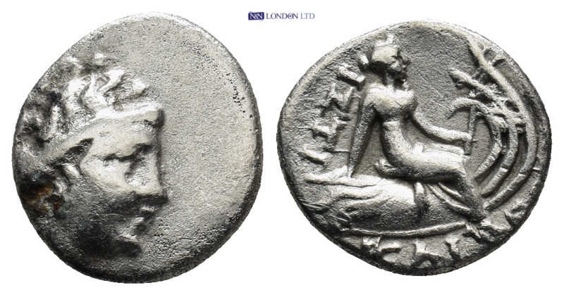 EUBOIA, Histiaia. 3rd-2nd centuries BC. AR Tetrobol (13mm, 1.96 g). Wreathed hea...