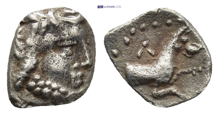 LYCAONIA, Laranda. Circa 324/3 BC. AR Obol (9mm, 0.55 g). Head of Herakles right...