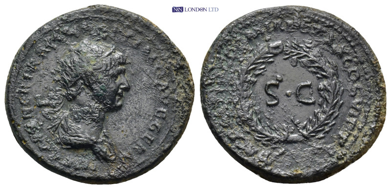 Trajan. AD 98-117. Æ As (25mm, 9.6 g). Rome mint, for circulation in Syria. Stru...