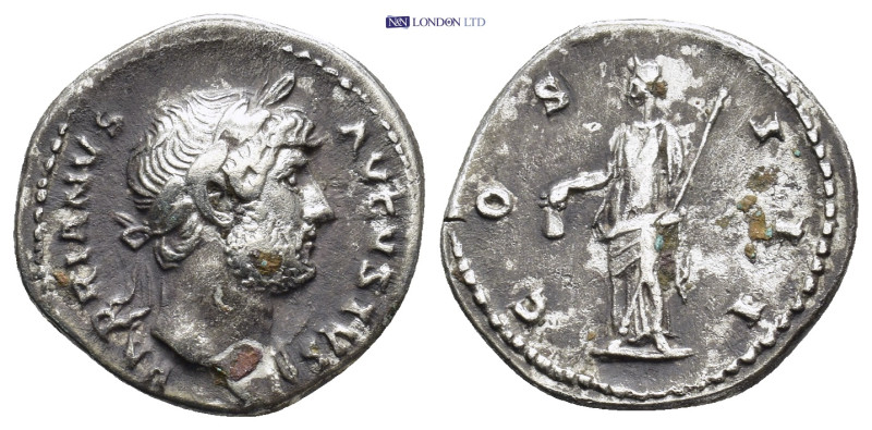 HADRIAN (117-138). Denarius. (18mm, 3.23 g) Rome. Obv: HADRIANVS AVGVSTVS. Laure...