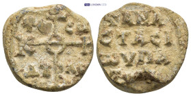 Byzantine Lead Seal (24mm, 15.15 gr) Obv: Cruciform monogram Rev: Legend four lines.