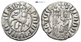 ARMENIA, Cilician Armenia. Royal. Levon I. 1198-1219. AR Tram (21mm, 2.92 g). Crowned lion advancing right, head facing; long cross in background. / Z...