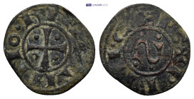Crusader States. Bohemond III Æ Denier. Antioch, AD 1149-1163. + ANTIOVIA around cross pattée surrounded by four pellets./+ PRINCEPS, large inverted S...