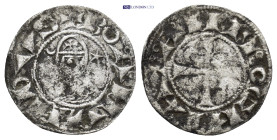 CRUSADERS Antioch. Bohémond III. 1163-1201. AR Denier (18mm, 0.81 g) Obv: +BOAHVHDVS - helmeted and mailed bust left; crescent before, star behind Rev...
