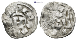 Italy, Lucca. Enrico III, IV or V (1039-1125). AR Denaro Monogram. R/ LVCA. (0.72 Gr. 16mm.)