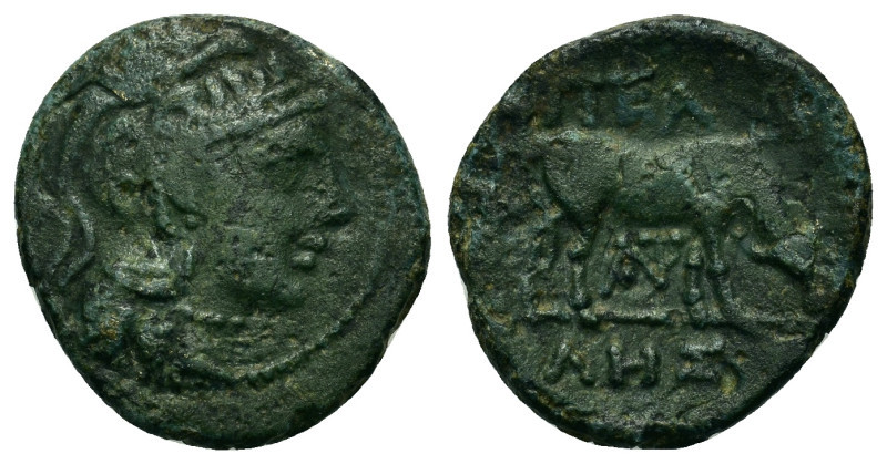 Macedon, Pella, after 148 BC. Æ (18mm, 4g). Helmeted head of Athena to right. R/...