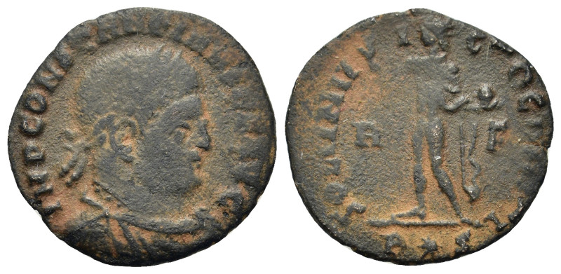 Constantine I (307/310-337). Æ Follis (20mm, 2.1g). Rome. Laureate, draped, cuir...