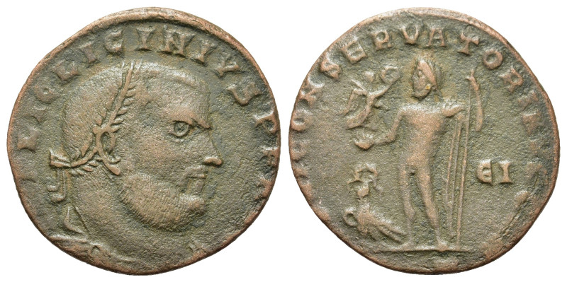 Licinius I (308-324). Æ Follis (21,8mm, 3.5g). Laureate bust r. R/ Jupiter, chla...