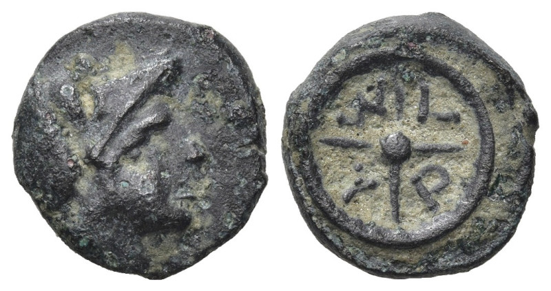 Bithynia, Apameia (as Myrleia), before 202 BC. Æ (12,45mm, 1.66g). Helmeted head...