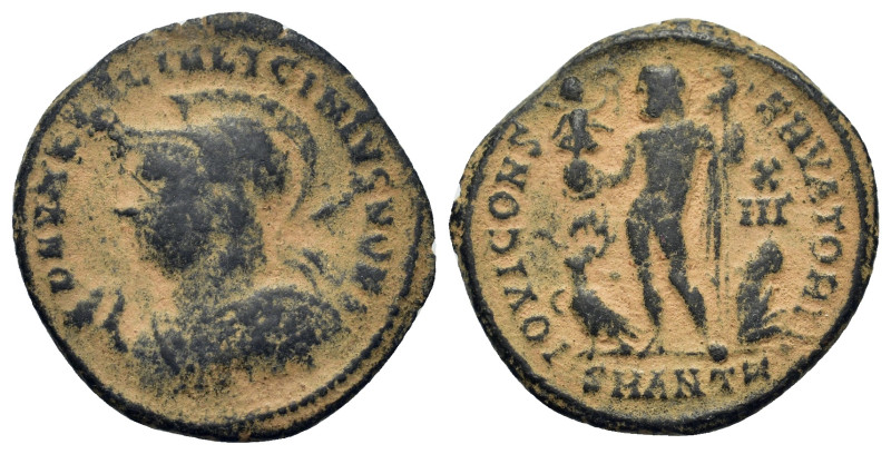 Licinius II (Caesar, 317-324). Æ Follis (19,8mm, 3g). Antioch, AD 321-323. Helme...