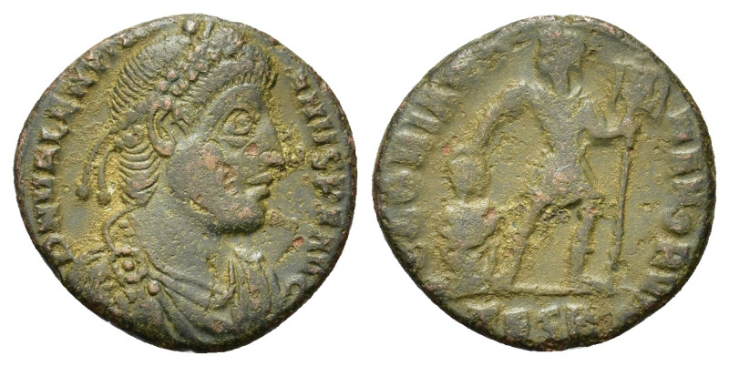 Valentinian I (364-375) Æ Follis (16,6mm, 1.9g). Thessalonica. Diademed bust rig...